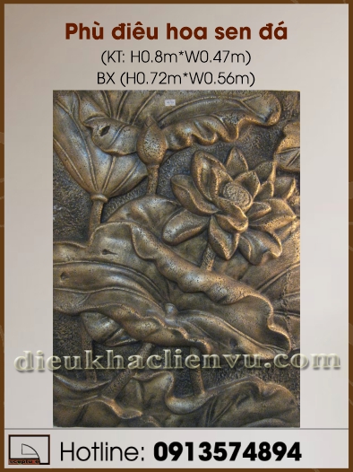 Phù điêu hoa sen đá